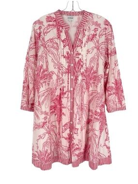 Charleston Shoe Co Charlee Dress Womens Size Large Pink Cotton Voile Novelty